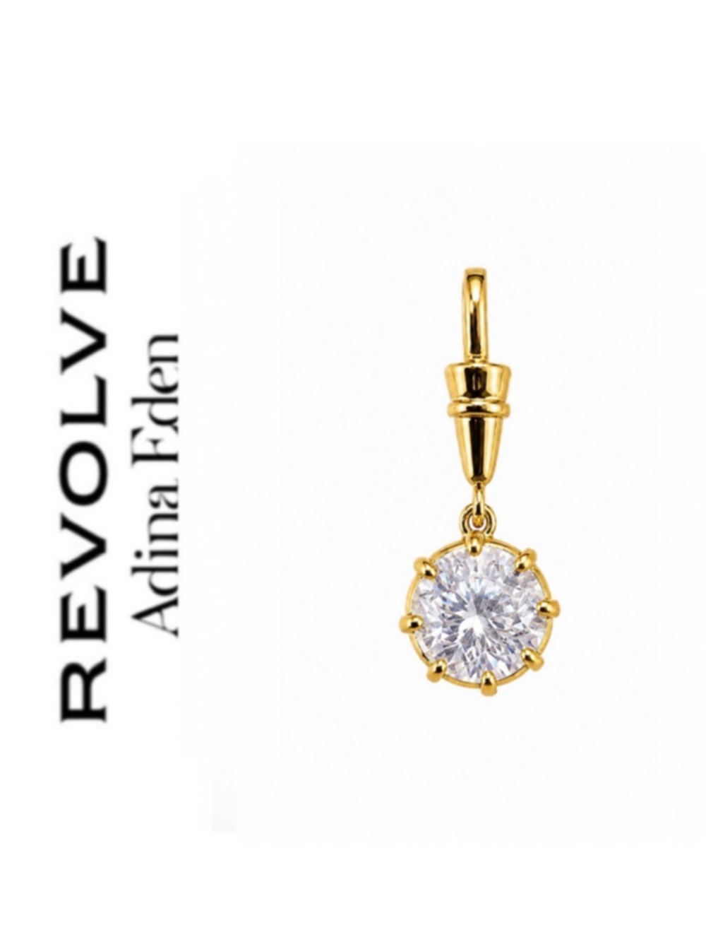 Revolve x Adina Eden Clear Faceted Round Cubic Zirconia Prong-Set Charm